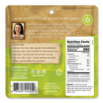 Wild Zora - Paleo Meals To Go - Mountain Beef Stew (Freeze Dried) - Image 2